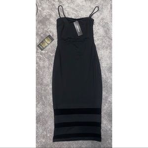 Brand New With Tags - Bebe Black Mesh Inset Tube MIDI Dress Size XS